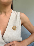 Broche Vintage - Cœur Orné De Strass
