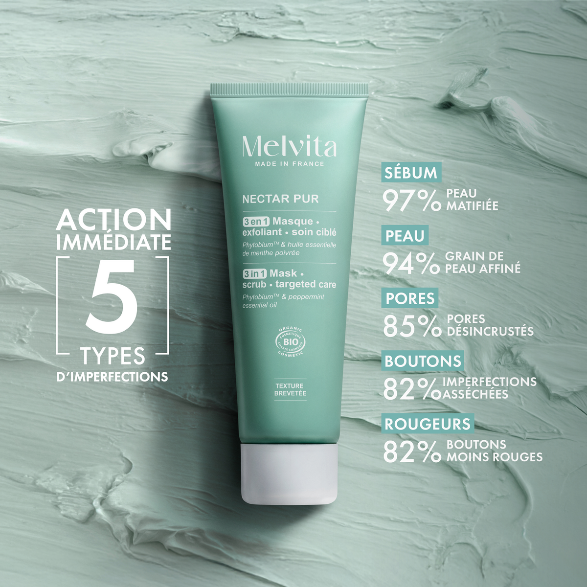 Masque Exfoliant 3 En 1 - Nectar Pur - 75 Ml