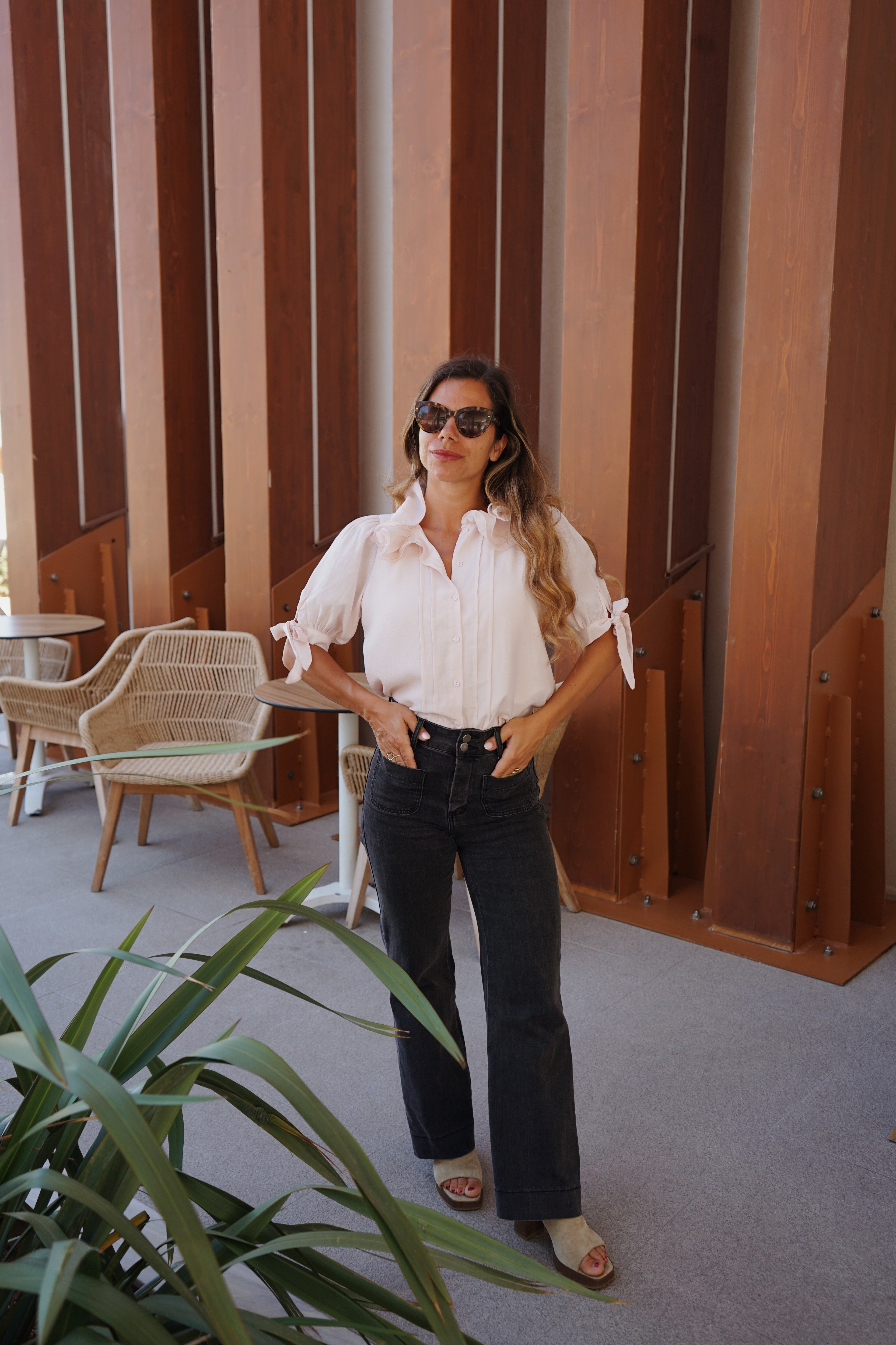 Blusa Mini Marrón Rosa Suave
