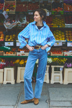 Chemise Dona Stripes Bleu Et Rose