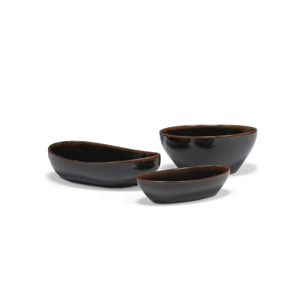 Out Of Lines - Oval Serving Bowl - Black Brown - Uncharted