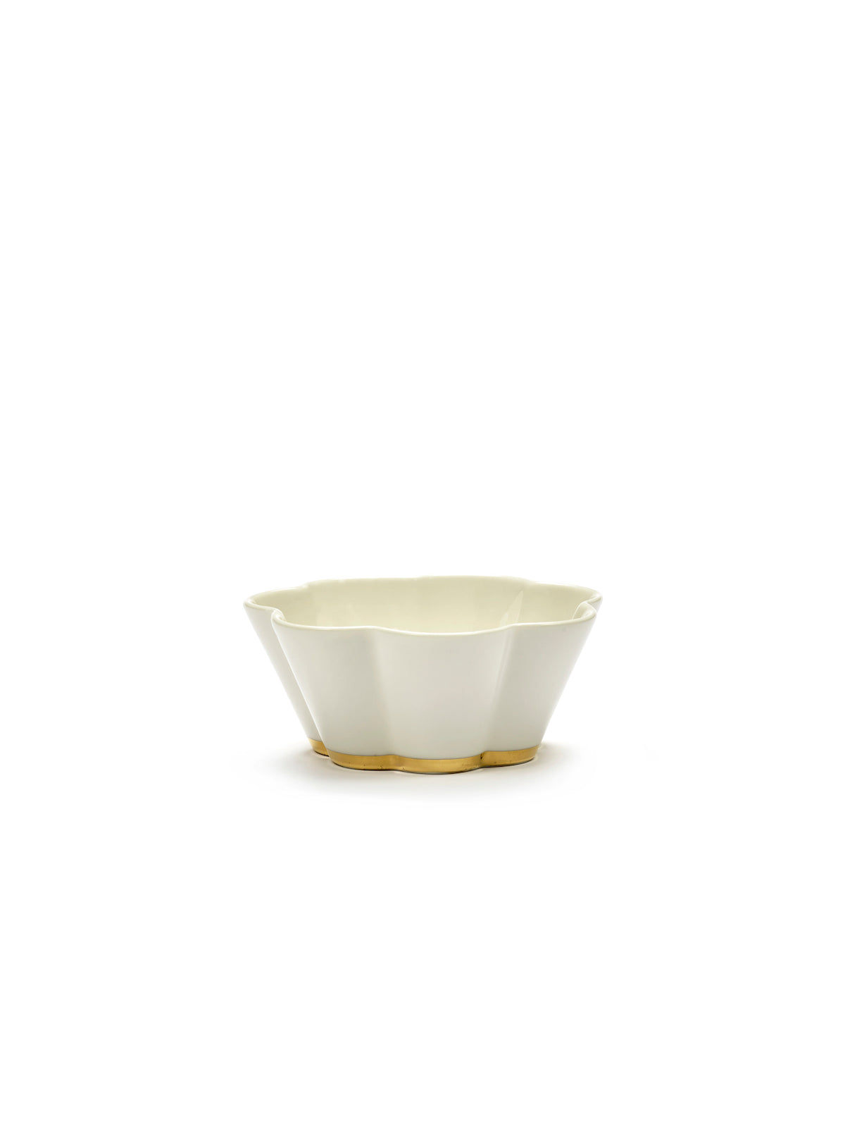 Set Of 4 Ribbed Bowls M - White - Gold Desiree - By Roger Van Damme