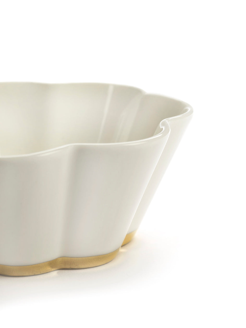 Set Of 4 Ribbed Bowls M - White - Gold Desiree - By Roger Van Damme
