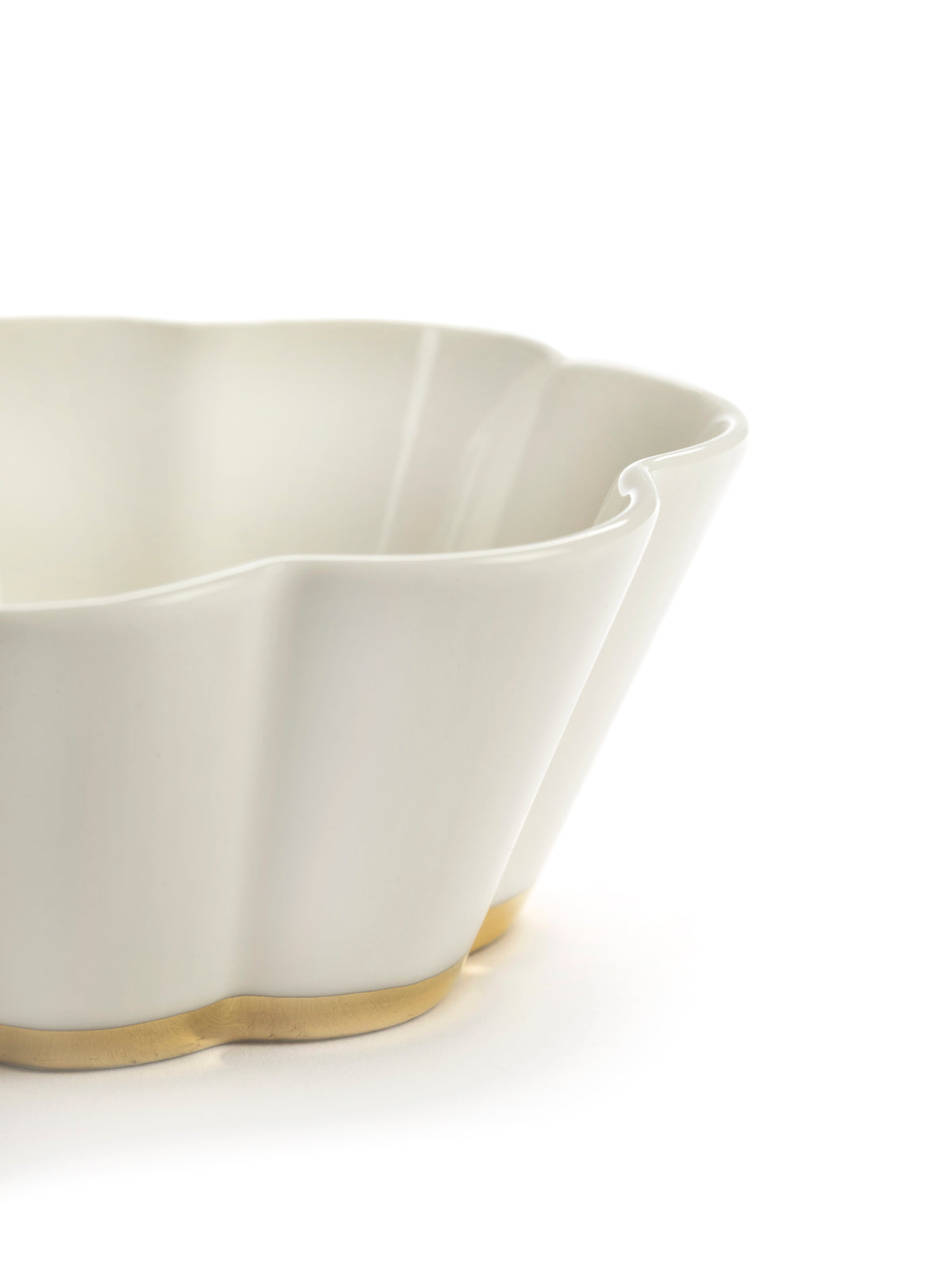 Set Of 4 Ribbed Bowls M - White - Gold Desiree - By Roger Van Damme
