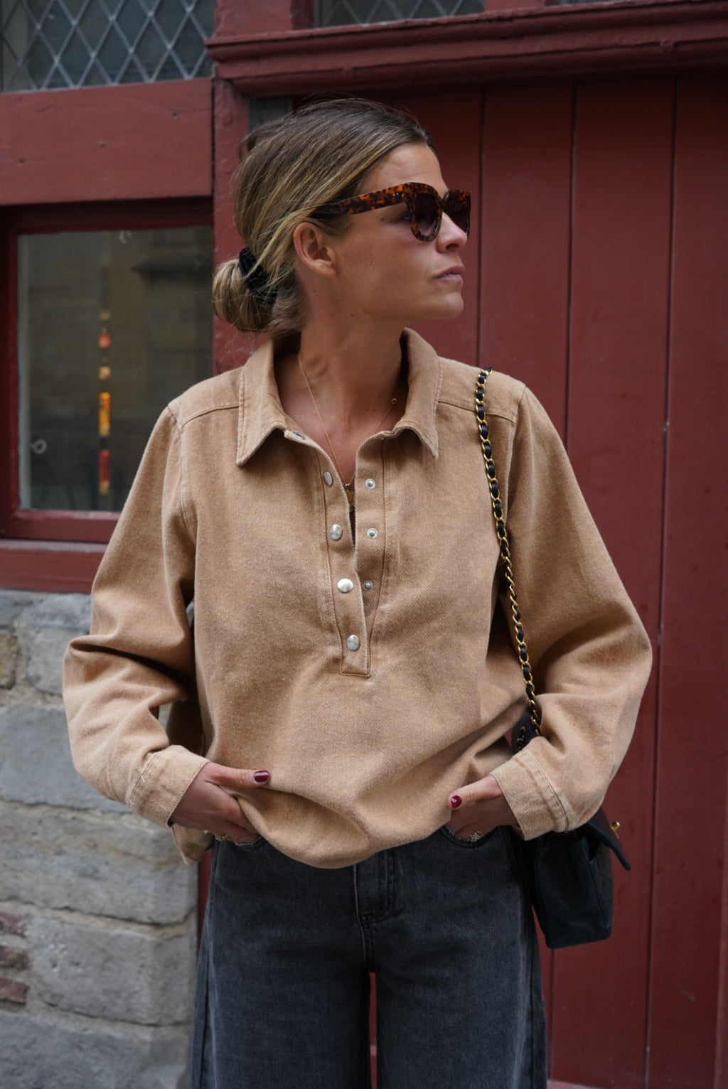 Laura Camel Denim Smock