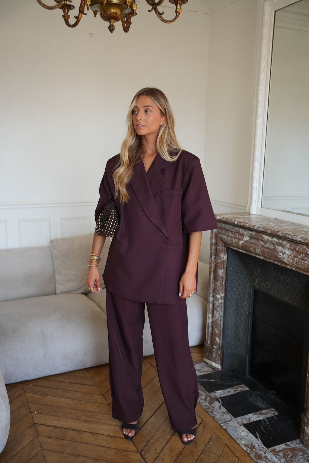 Rob Straight Trousers - Plum