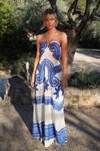 Olympe Embroidered Dress - Blue