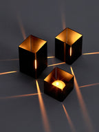 Tealight Holder L - Black Square Line - By Loïc Willemot