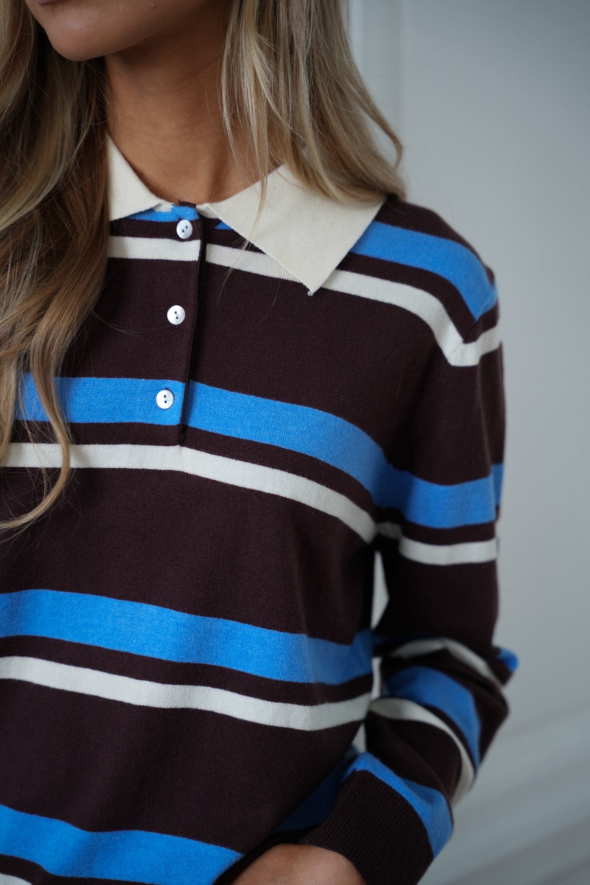 Zola Striped Polo Shirt - Blue