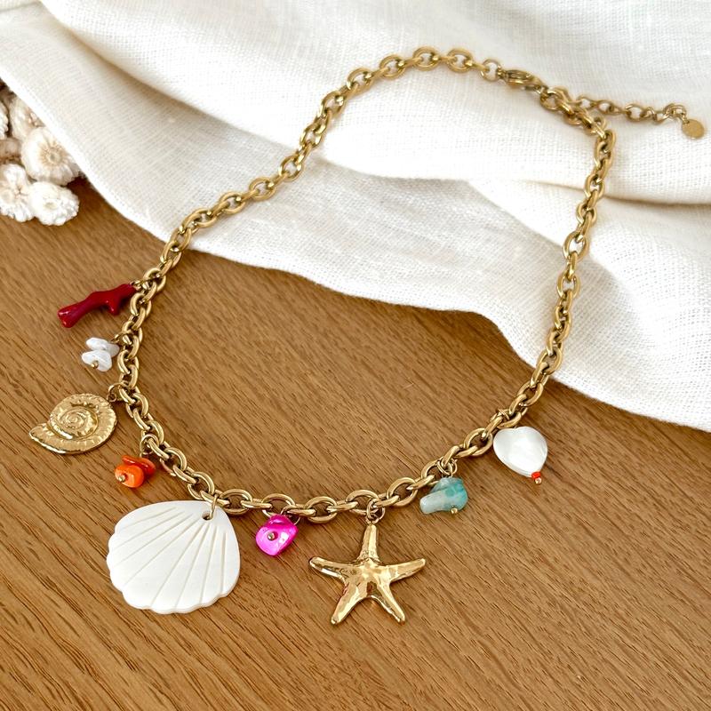 "Mykonos" steel necklace-Necklaces-Instants Plaisirs • Jewelry-Instants Plaisirs | Jewelry