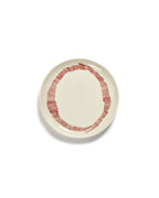 Feast - Set Of 2 Plates - M - Stoneware - White Red Stripes