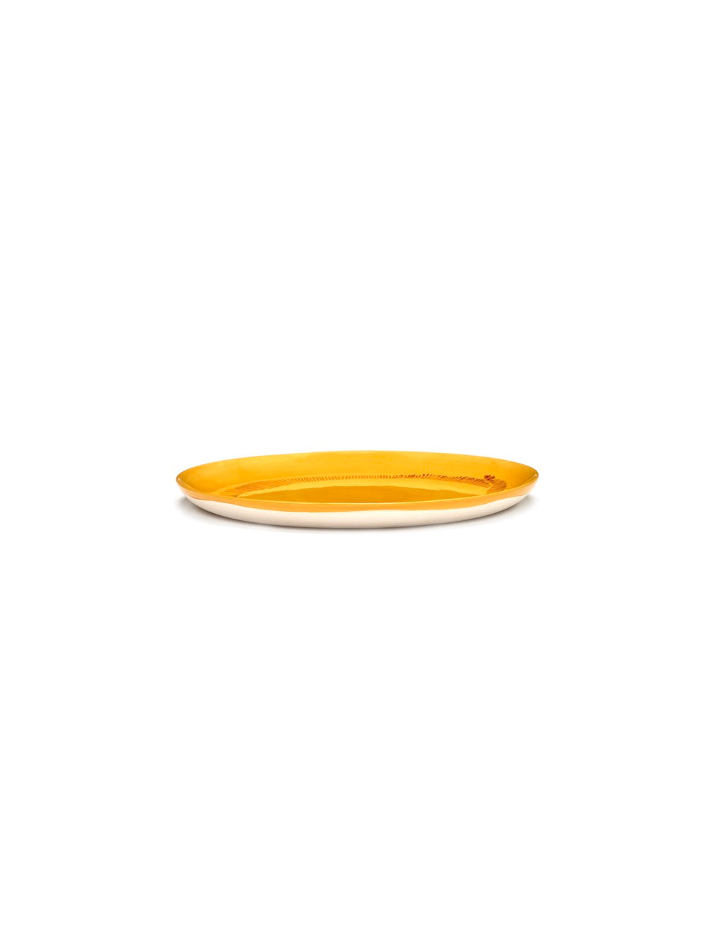 Feast - Set Of 2 Plates - L - Stoneware - Yellow Red Stripes