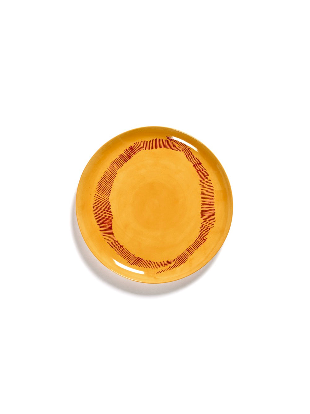 Feast - Set Of 2 Plates - L - Stoneware - Yellow Red Stripes