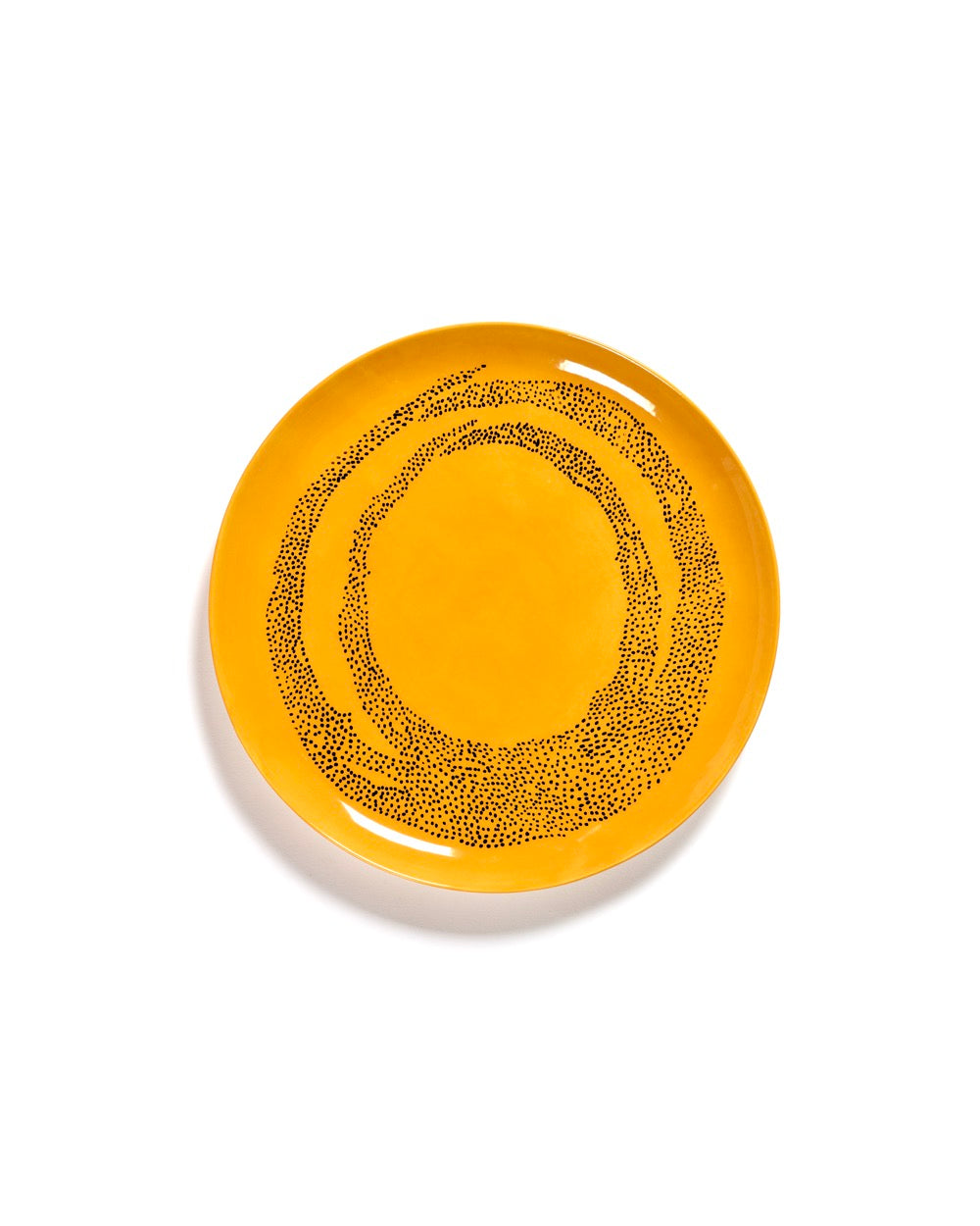 Feast - Set Of 2 Plates - L - Stoneware - Yellow Black Dots