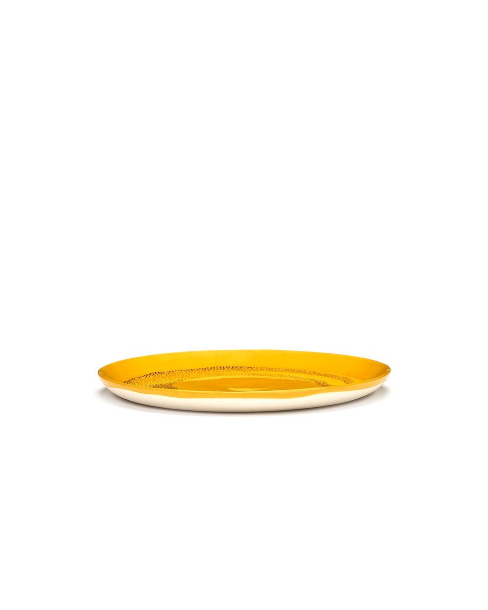 Feast - Set Of 2 Plates - L - Stoneware - Yellow Black Dots