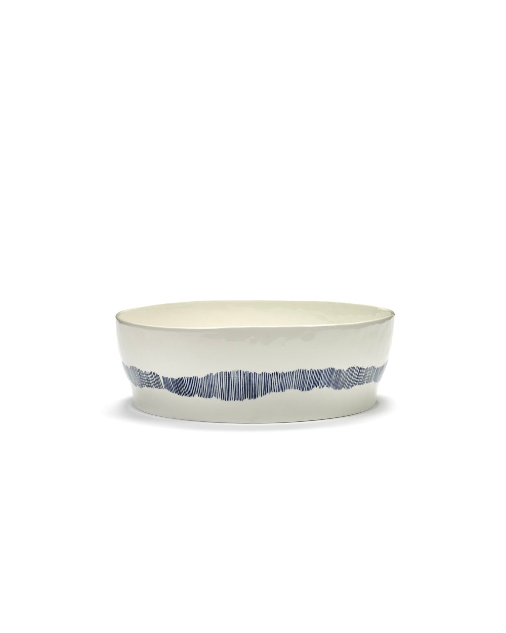Salad bowl - White Stripes - Blue Feast - By Ottolenghi