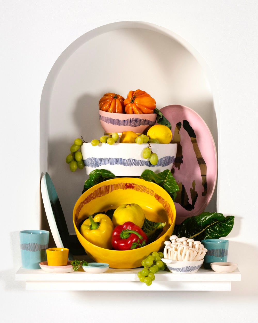 Salad bowl - White Stripes - Blue Feast - By Ottolenghi