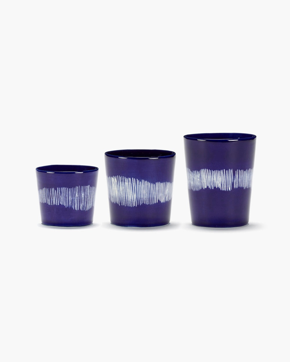 Feast - Set Of 4 Espresso Cups - Stoneware - Dark Blue White