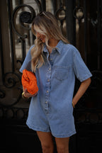 Combishort En Jean Suzon - Bleue