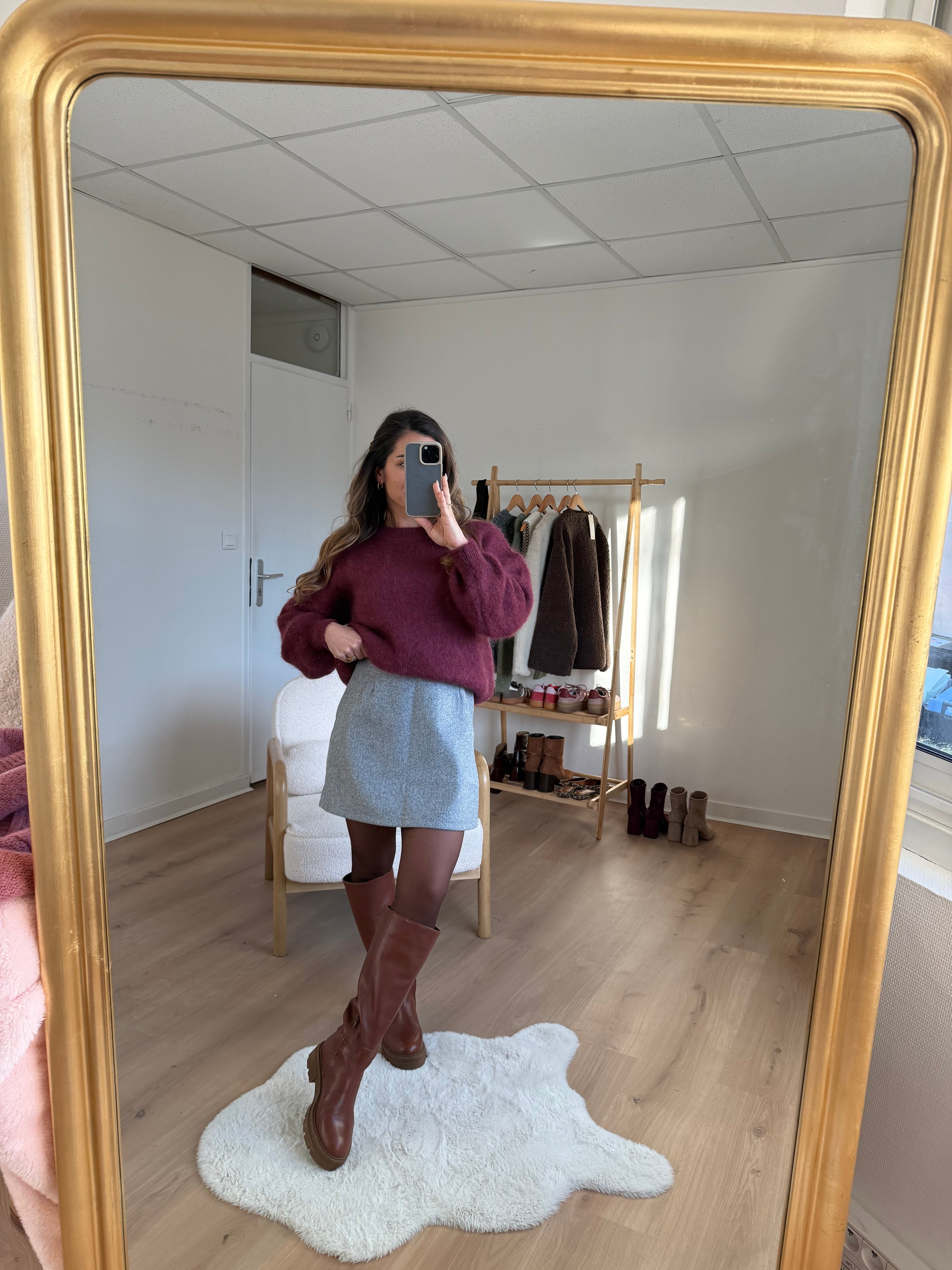 Jupe Effet Laine Lou Grise
