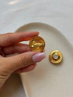 Boucles D’Oreilles David Grau Vintage - Rondes Dorées Et Strass