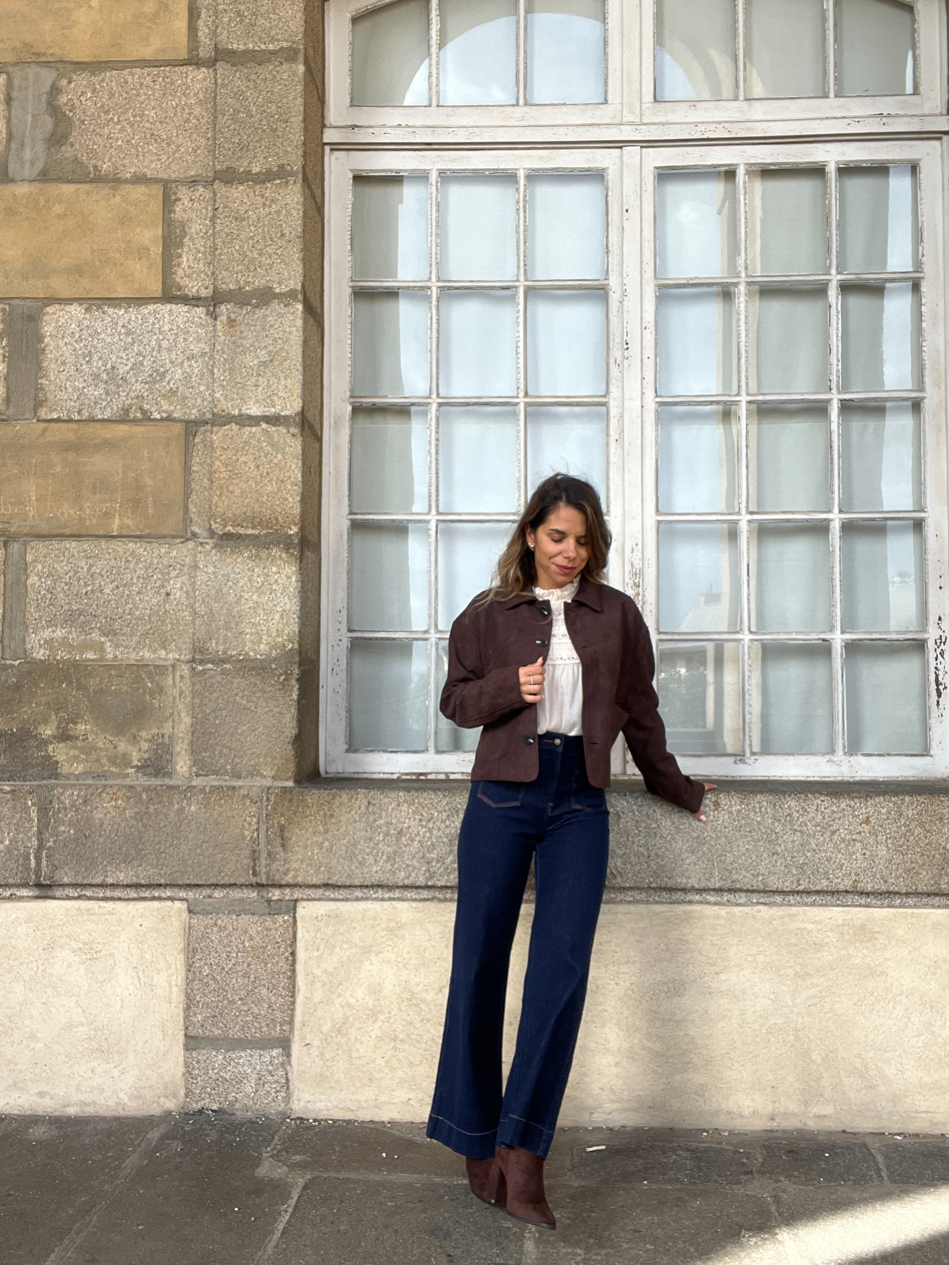 Thelma Chocolate Suede Effect Jacket