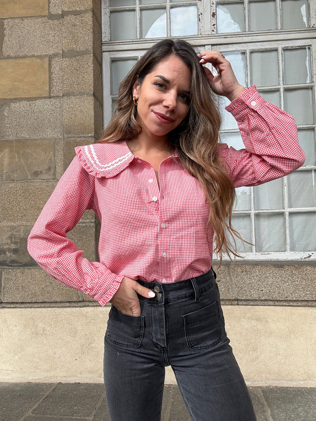 Anaëlle Claudine Collar Vichy Blouse