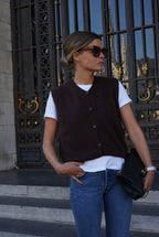 Gilet Sans Manche Raphaël Angora Chocolat