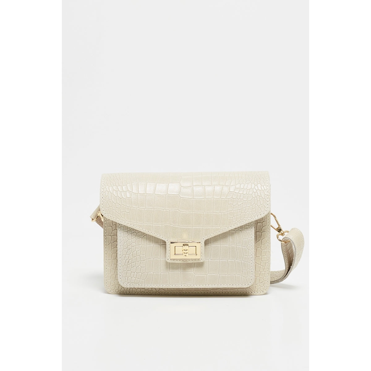 Amber Crocos Crossbody Bag - Off-White