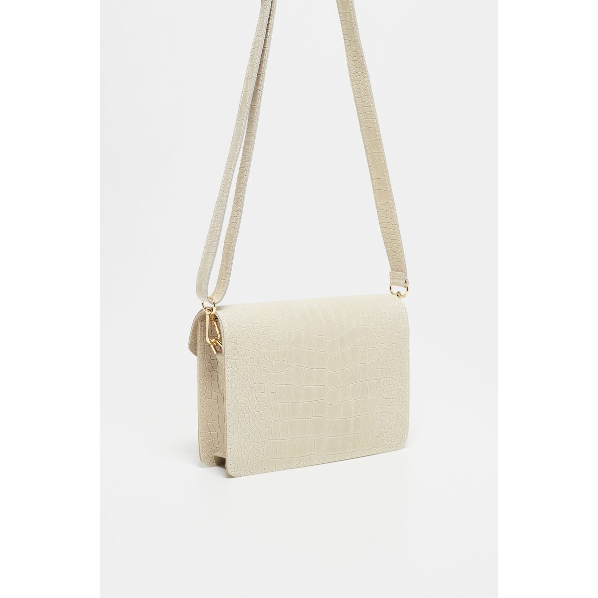 Amber Crocos Crossbody Bag - Off-White
