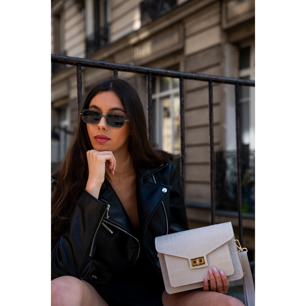 Amber Crocos Crossbody Bag - Off-White