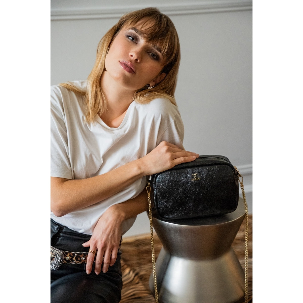Amaia Crossbody Bag - Metallic Black