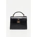 Sandy Croco Shoulder Bag - Black