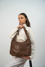 Sac Porte Epaule Kaelis - Motif Leopard Marrons