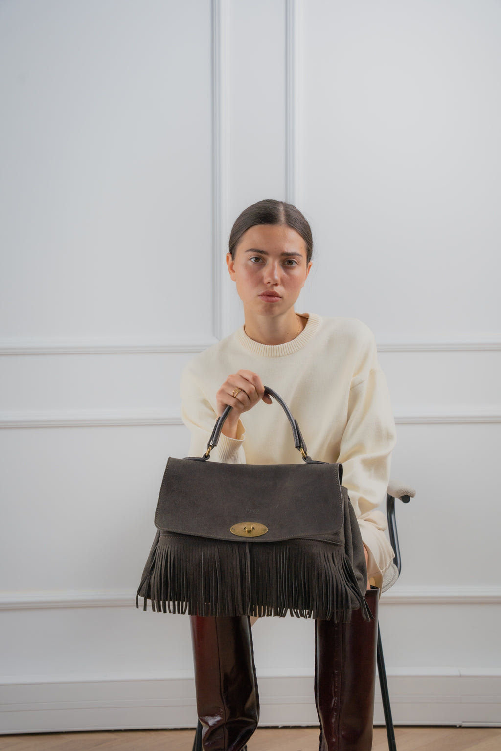 Bolso de Mano - Mick con Flecos - Moka