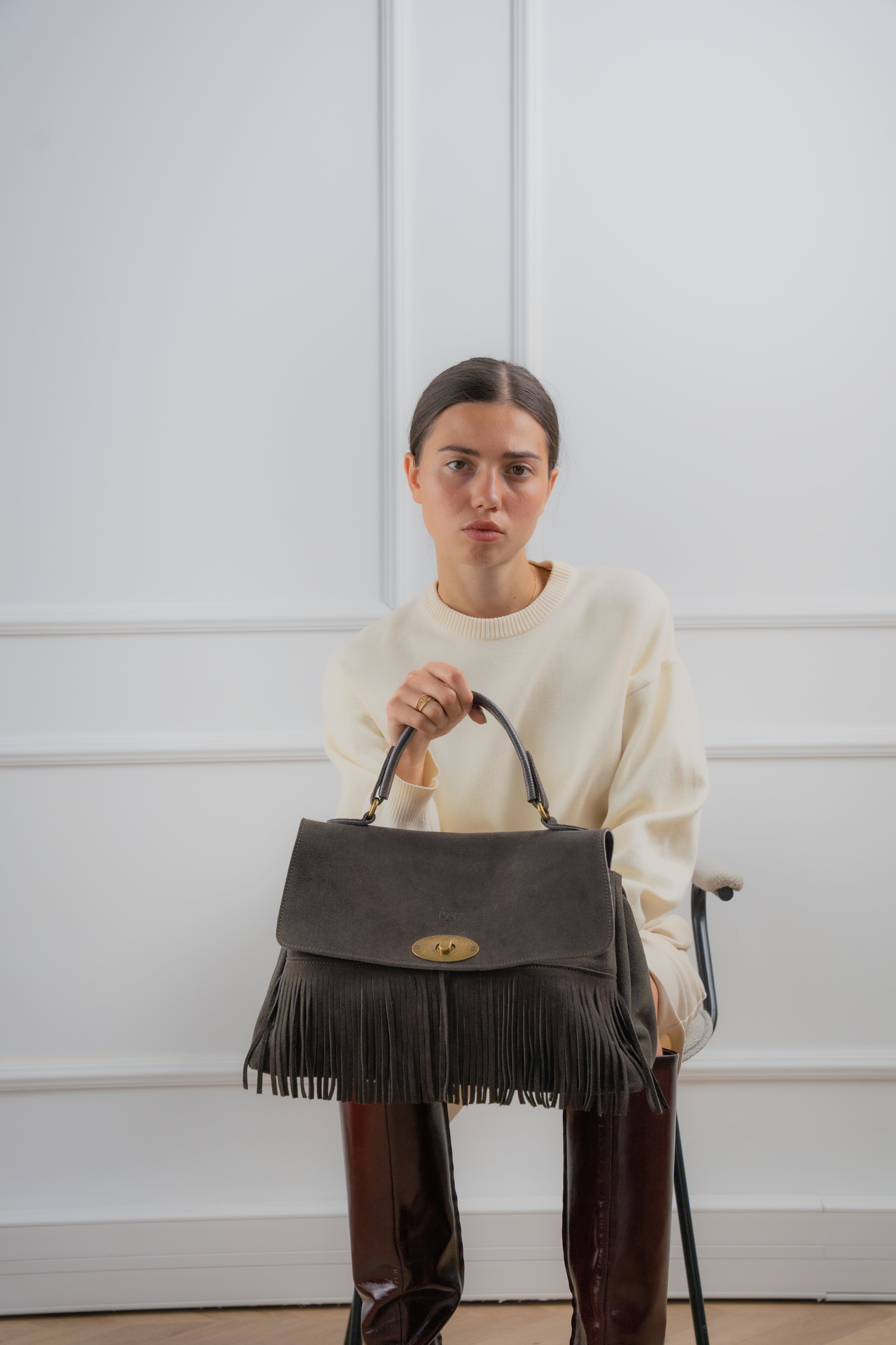 Bolso de Mano - Mick con Flecos - Moka