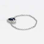 "Blue Tear" Diamond 0.05/15 Sapphire 0.25 Chain Ring - White Gold