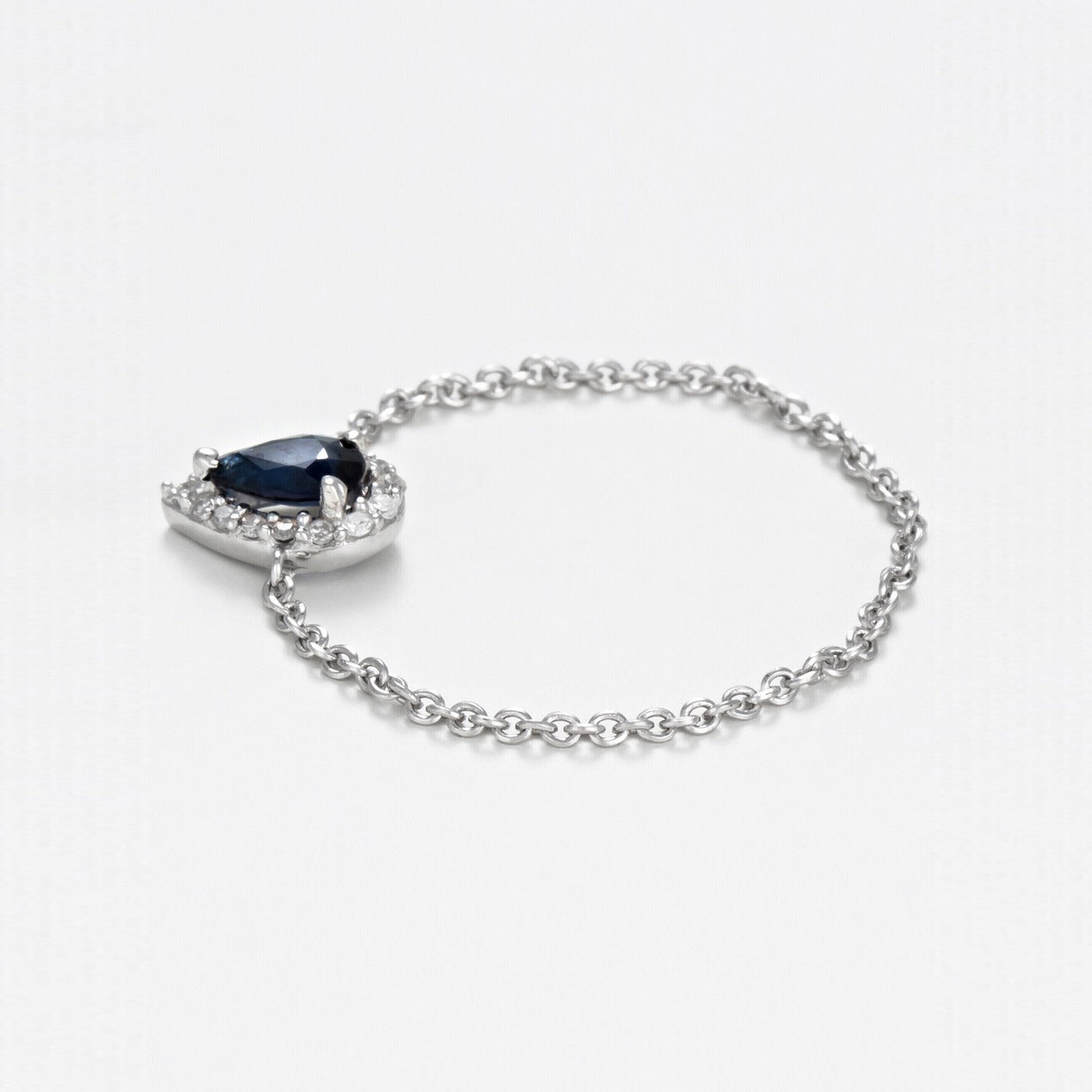 Anillo de cadena "Lágrima Azul" D0.05/15 Zafiro 0.25 - Oro blanco 375/1000