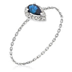 "Blue Tear" Diamond 0.05/15 Sapphire 0.25 Chain Ring - White Gold