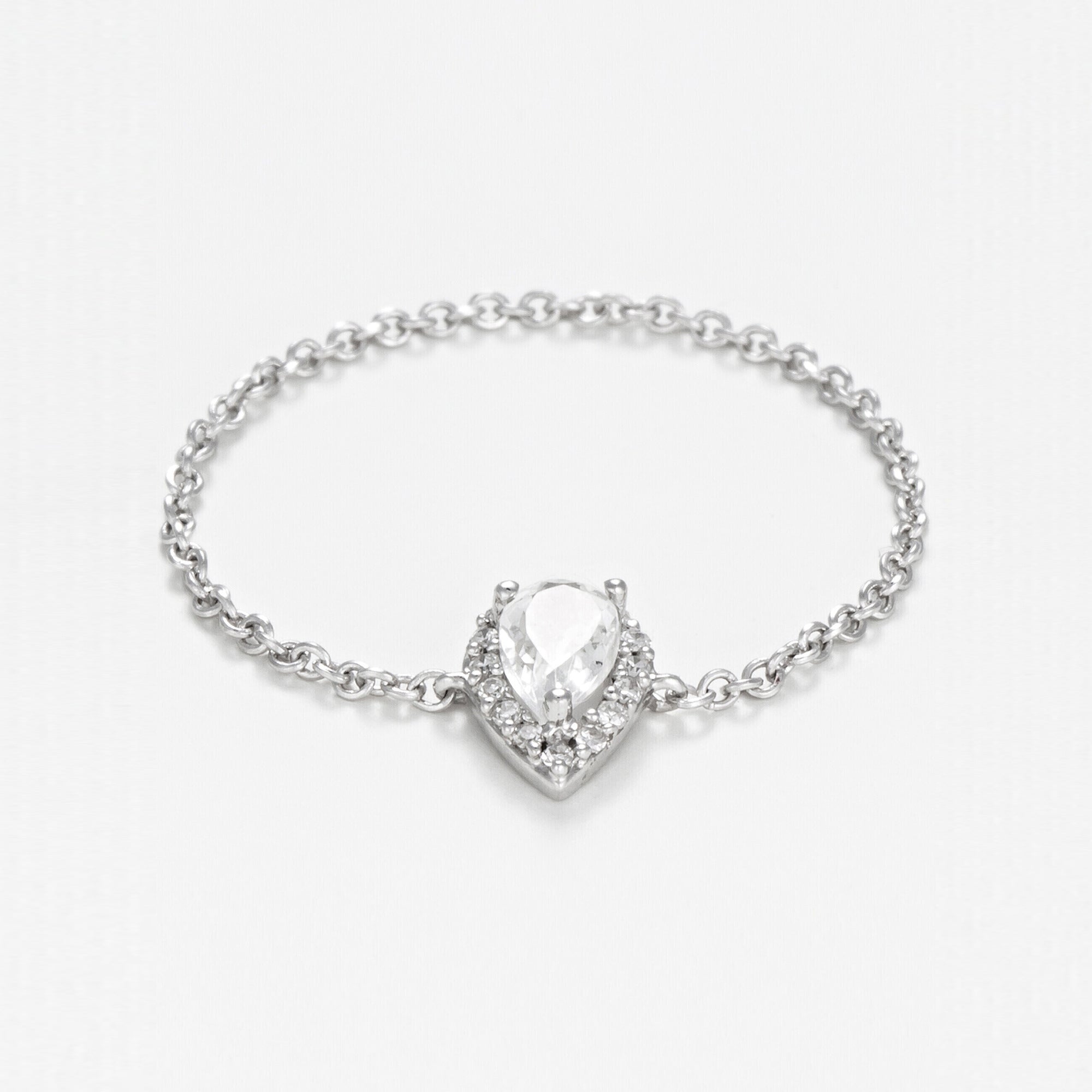Bague Chaine "Invisible Tear" Topaze 0,25Ct/1 Diamant 0,05/15 - Or Blanc