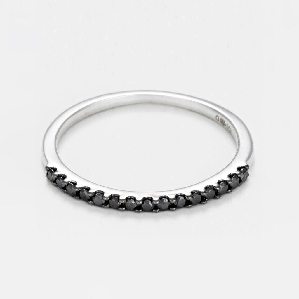 Bague "Alliance Sobriété" Diamants Noirs 0,14Ct/15 - Or Blanc