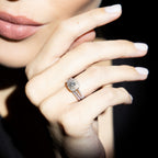 Anillo Dúo "Cuadrado Suntuoso" D0.34/100 + D0.17/1 - Oro amarillo 375/1000