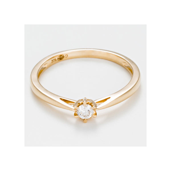 Diamanta – Anillo "Solitaire Envoûtant" Diamante 0,11/1, anillo de oro amarillo con un diamante, vista frontal
