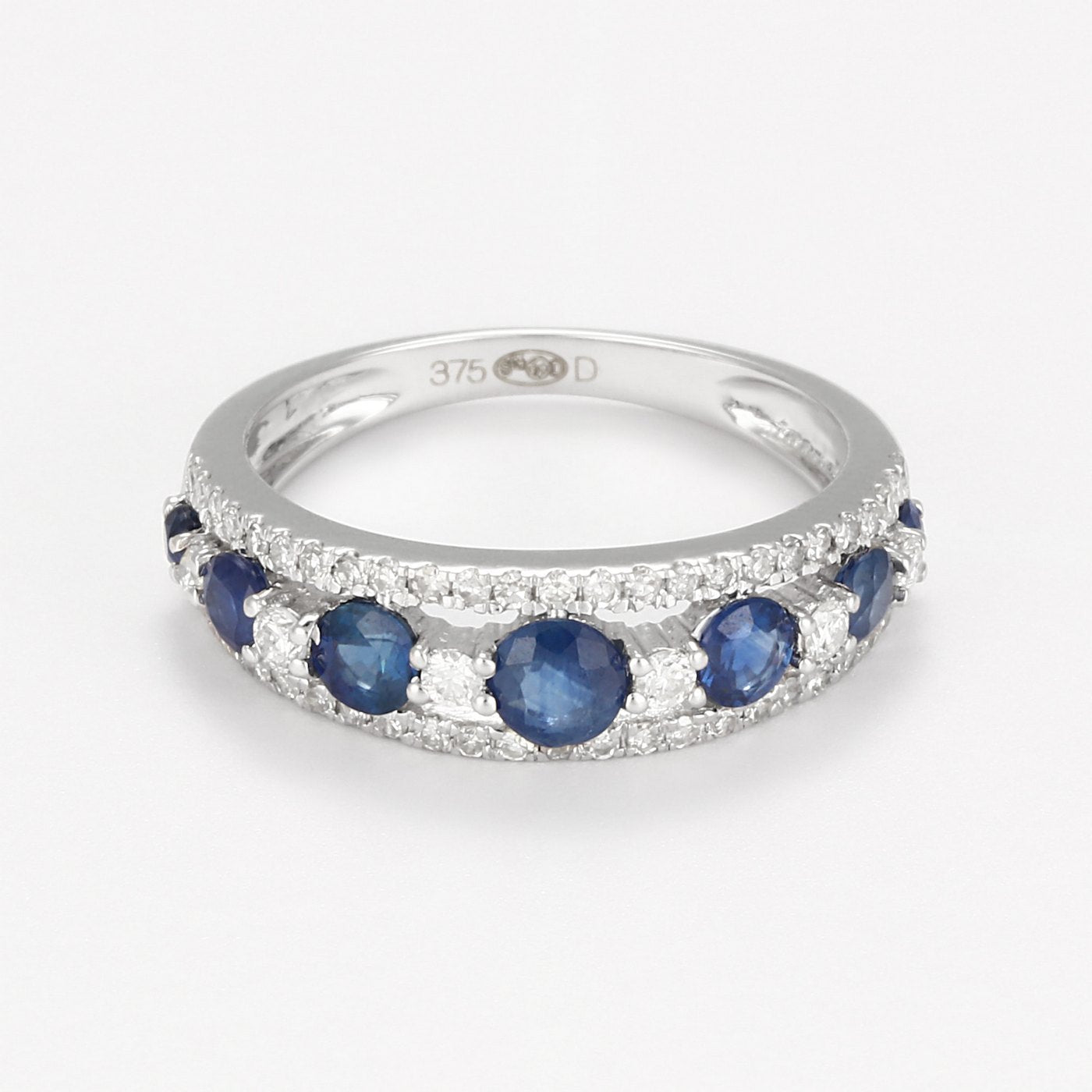 Bague "Couronne De Saphir" D0,36/56 S0,65/7 - Or Blanc 375/1000