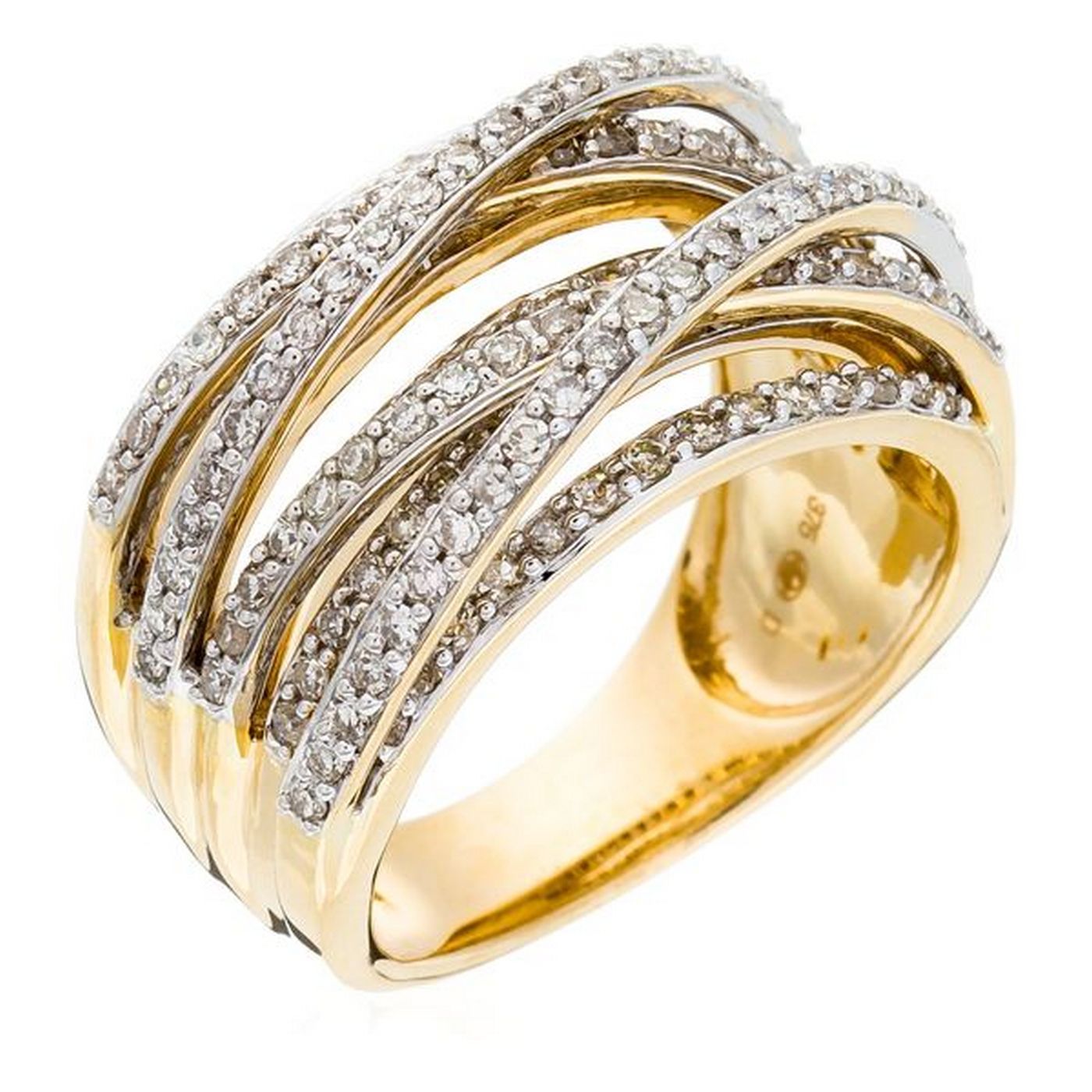 "New Entrelacs Candides" Ring, Diamonds: 0.99Ct/165 - 375/1000 Yellow Gold
