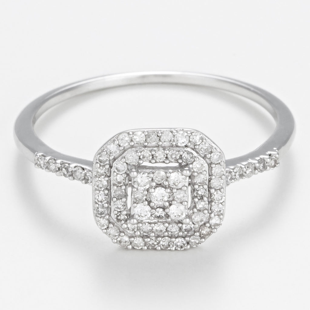 Anillo Dúo "Antiguo" D0.31Cts/84 - Oro blanco 375/1000