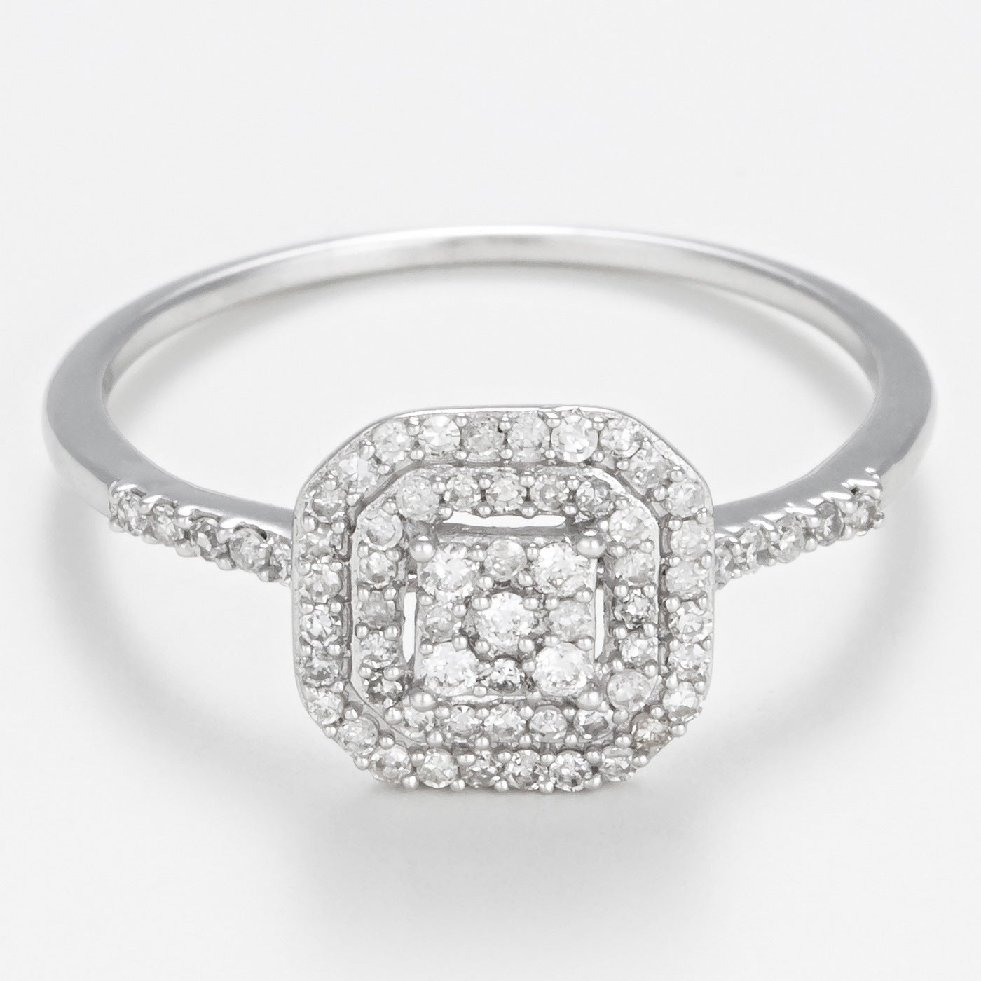 Anillo Dúo "Antiguo" D0.31Cts/84 - Oro blanco 375/1000