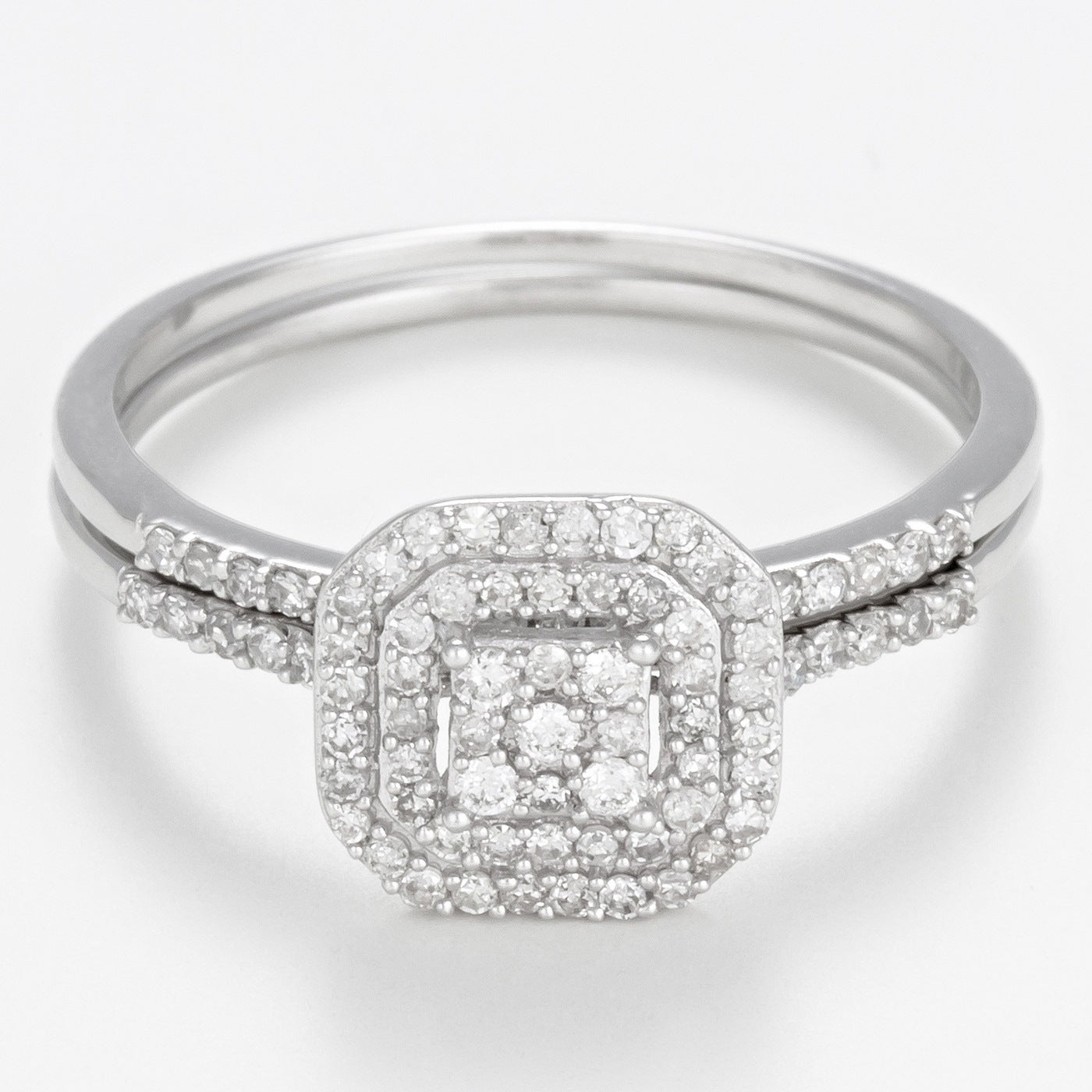 Anillo Dúo "Antiguo" D0.31Cts/84 - Oro blanco 375/1000