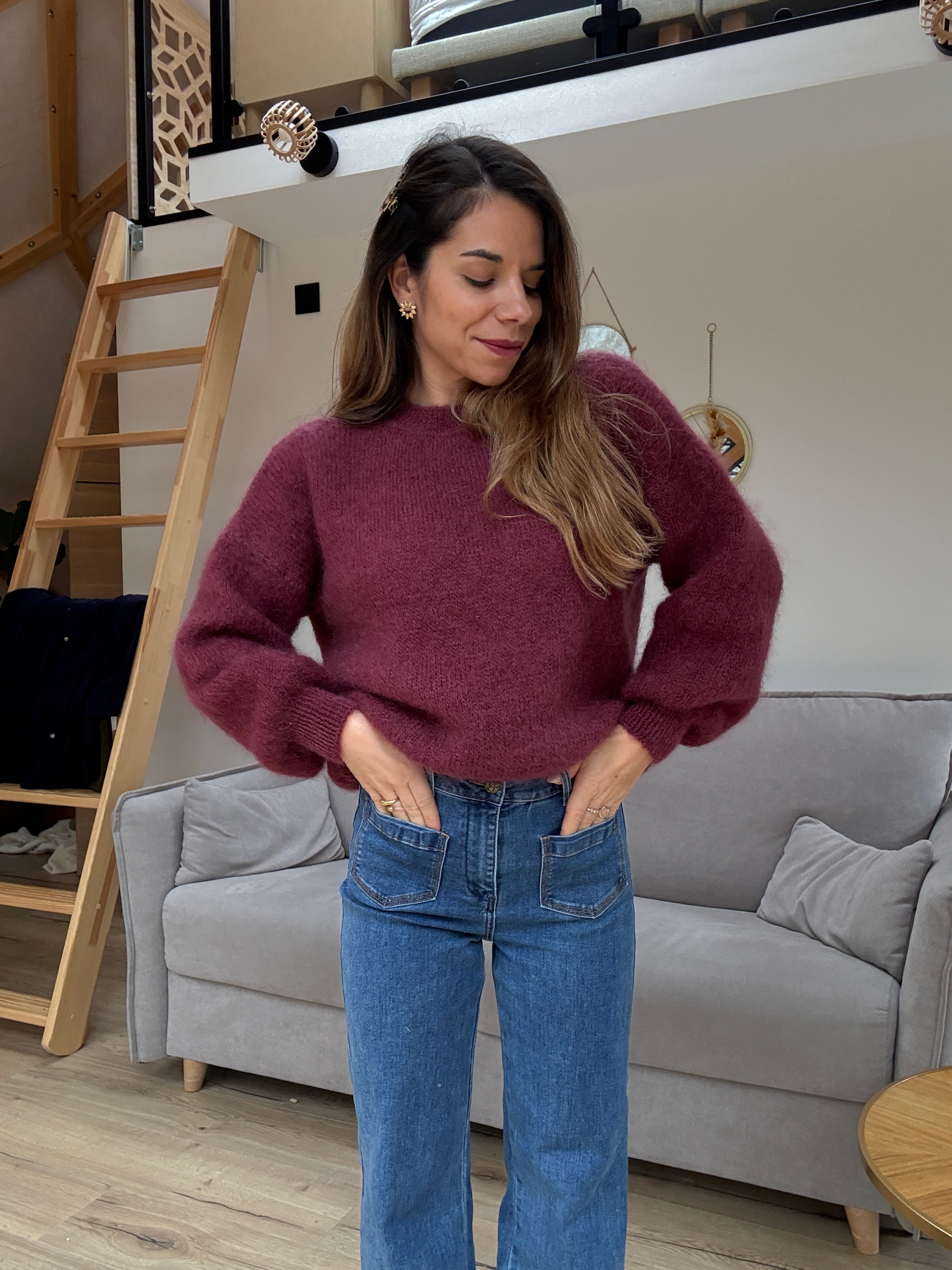 Gaia Burgundy Mohair And Wool Knit
