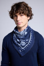 Bufanda Bandana Flower Bandana Flower de cachemira - Azul marino y azul cielo - Unisex